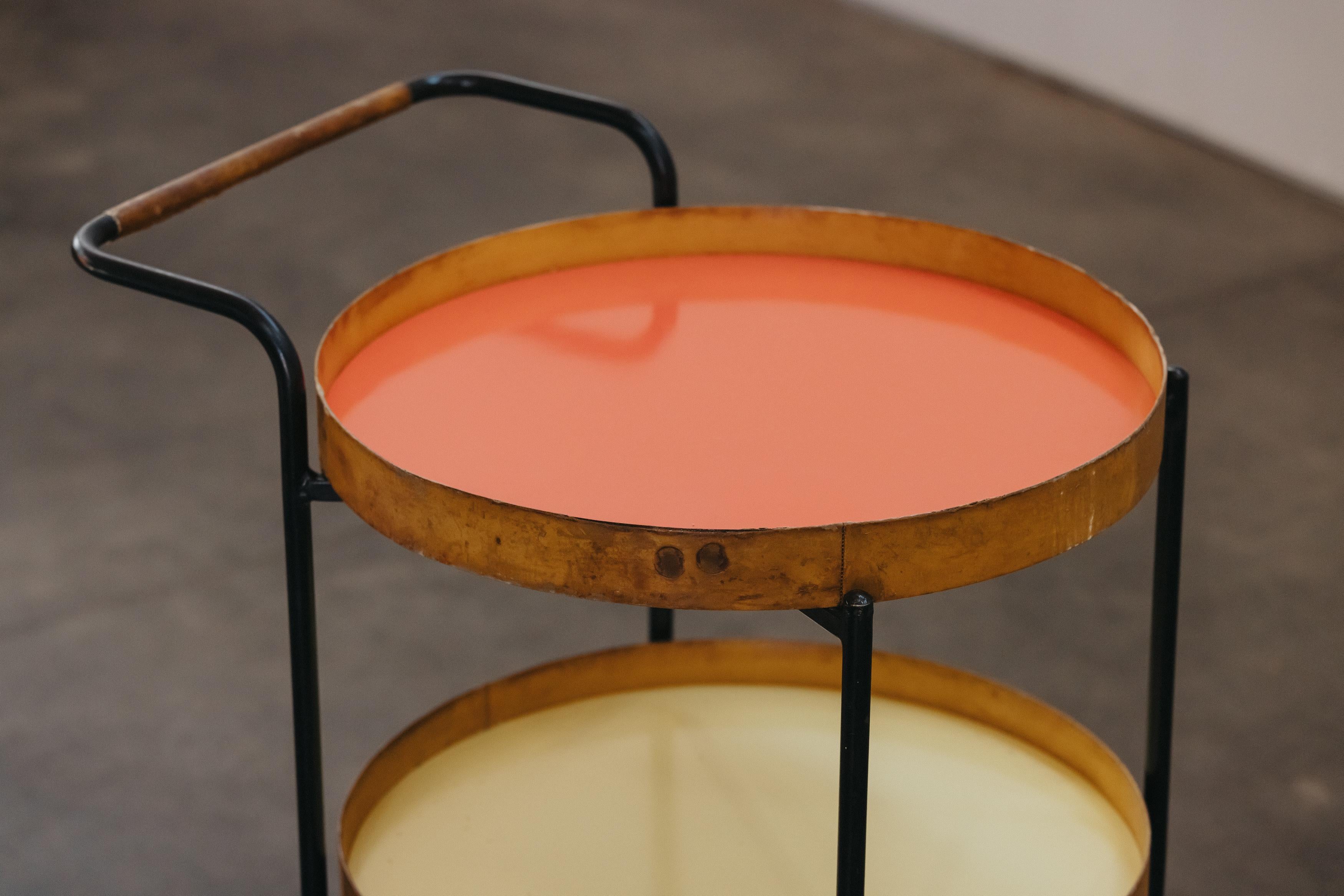 Late 20th Century Rare Vintage Italian Bar Cart Attributed To F. Campo & Carlo Graffi, Italy 1970s For Sale