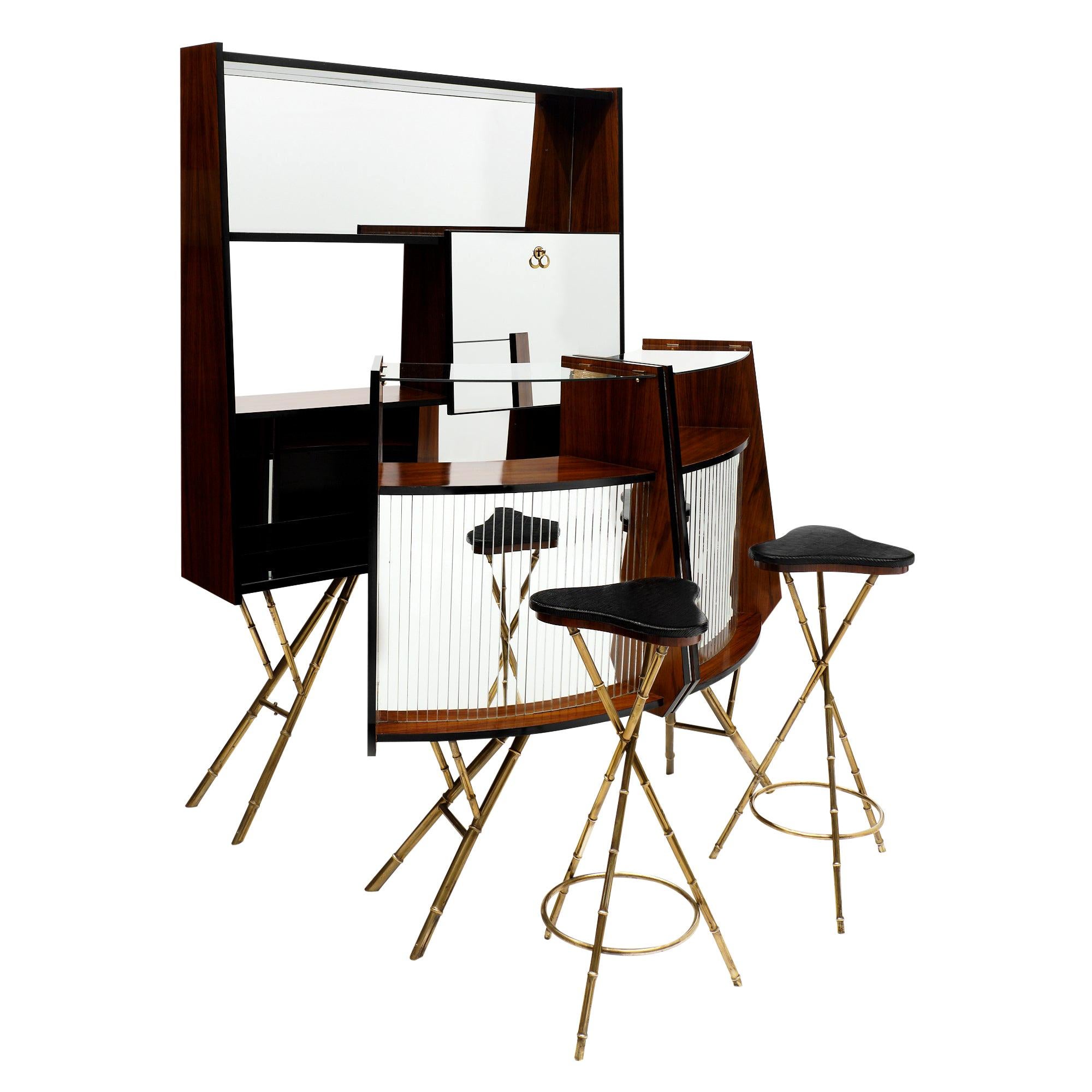 Rare Vintage Italian Bar with and Stools at 1stDibs