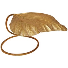 Rare Vintage Italian Brass Rhubarb Leaf Table Lamps by Tommaso Barbi
