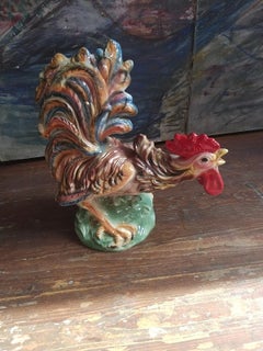 Rare Vintage Italian Ceramic Fighting Rooster