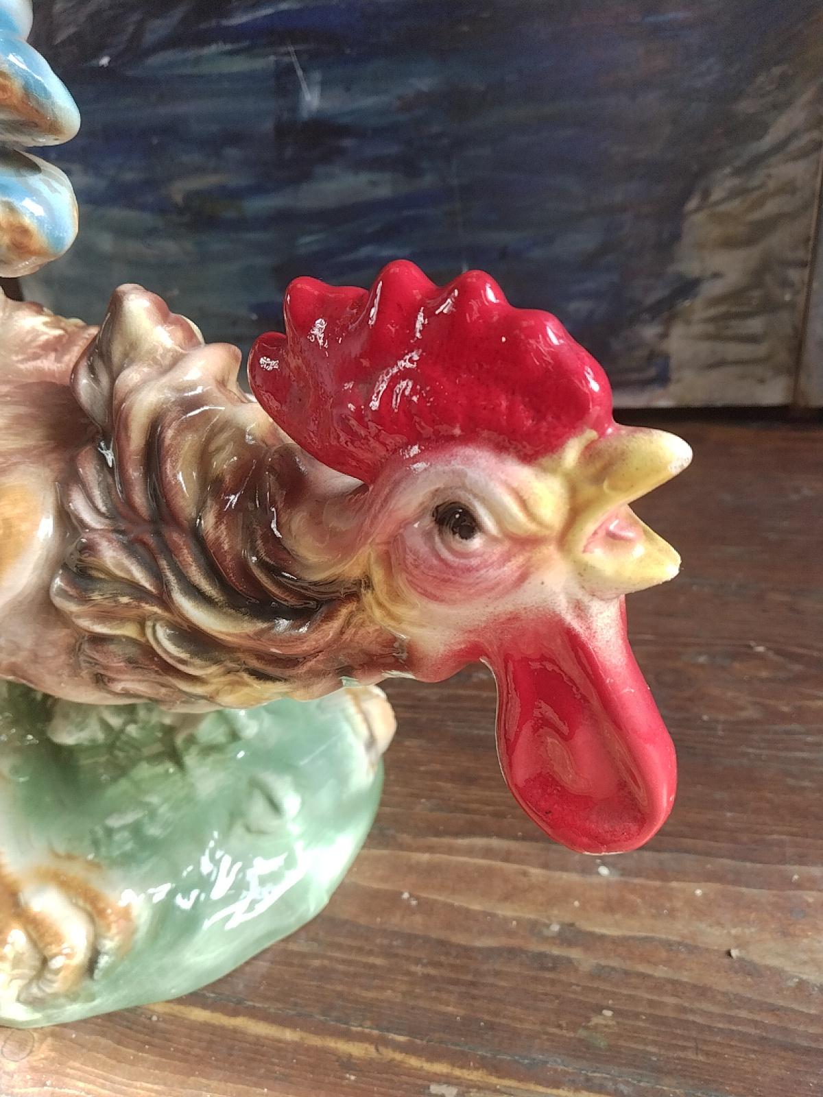 Rare Vintage Italian Ceramic Fighting Rooster For Sale 1