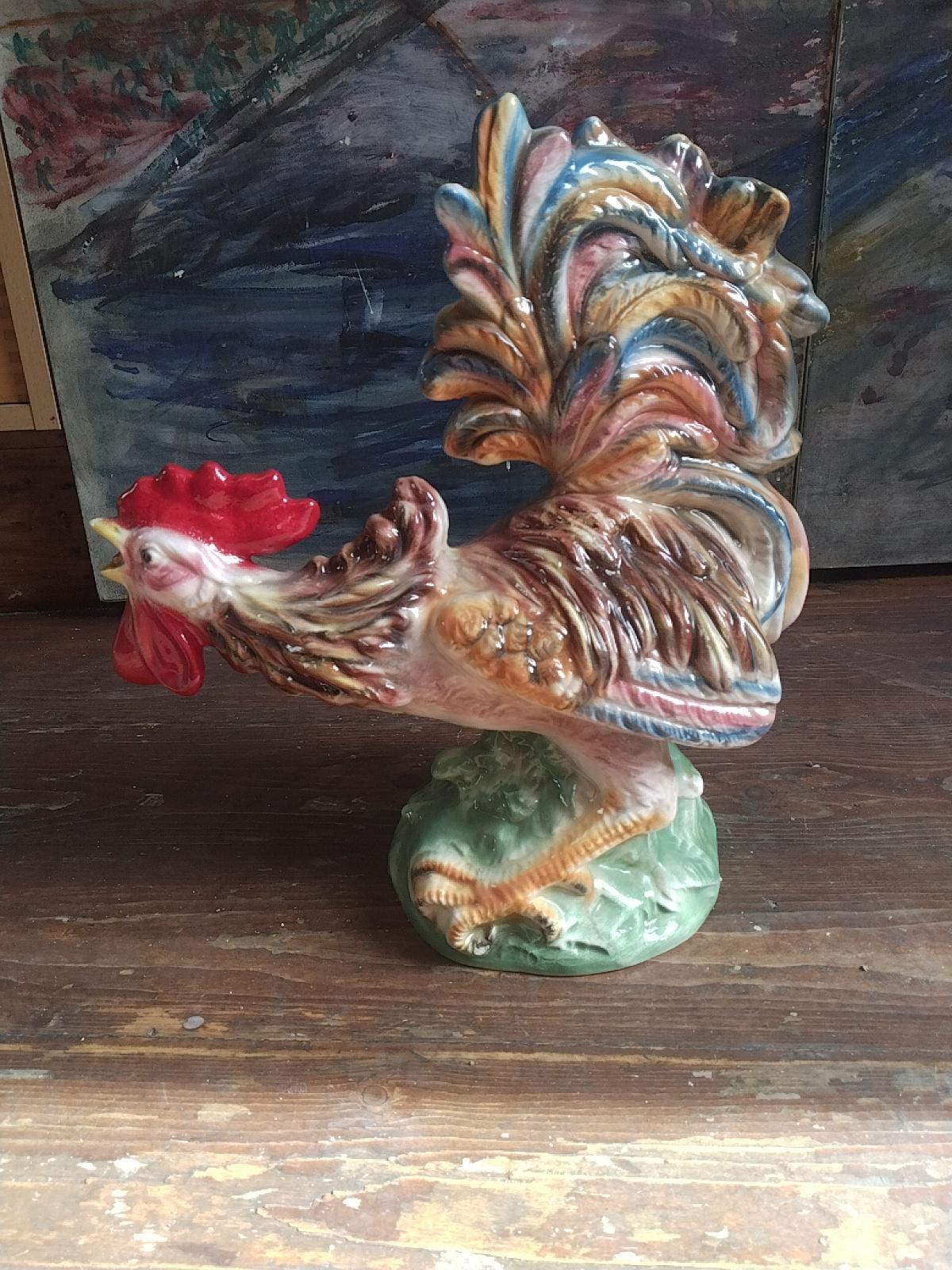 Rare Vintage Italian Ceramic Fighting Rooster In Excellent Condition For Sale In London, GB