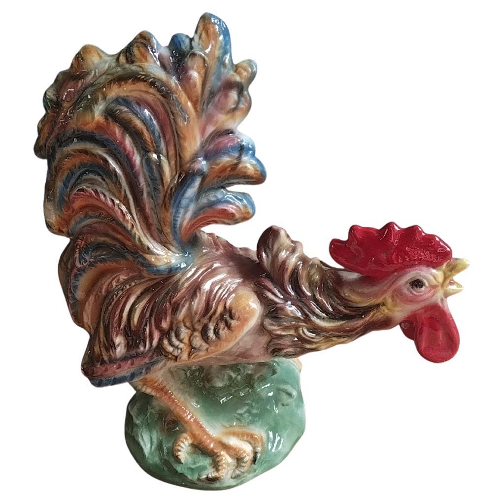 Rare Vintage Italian Ceramic Fighting Rooster For Sale