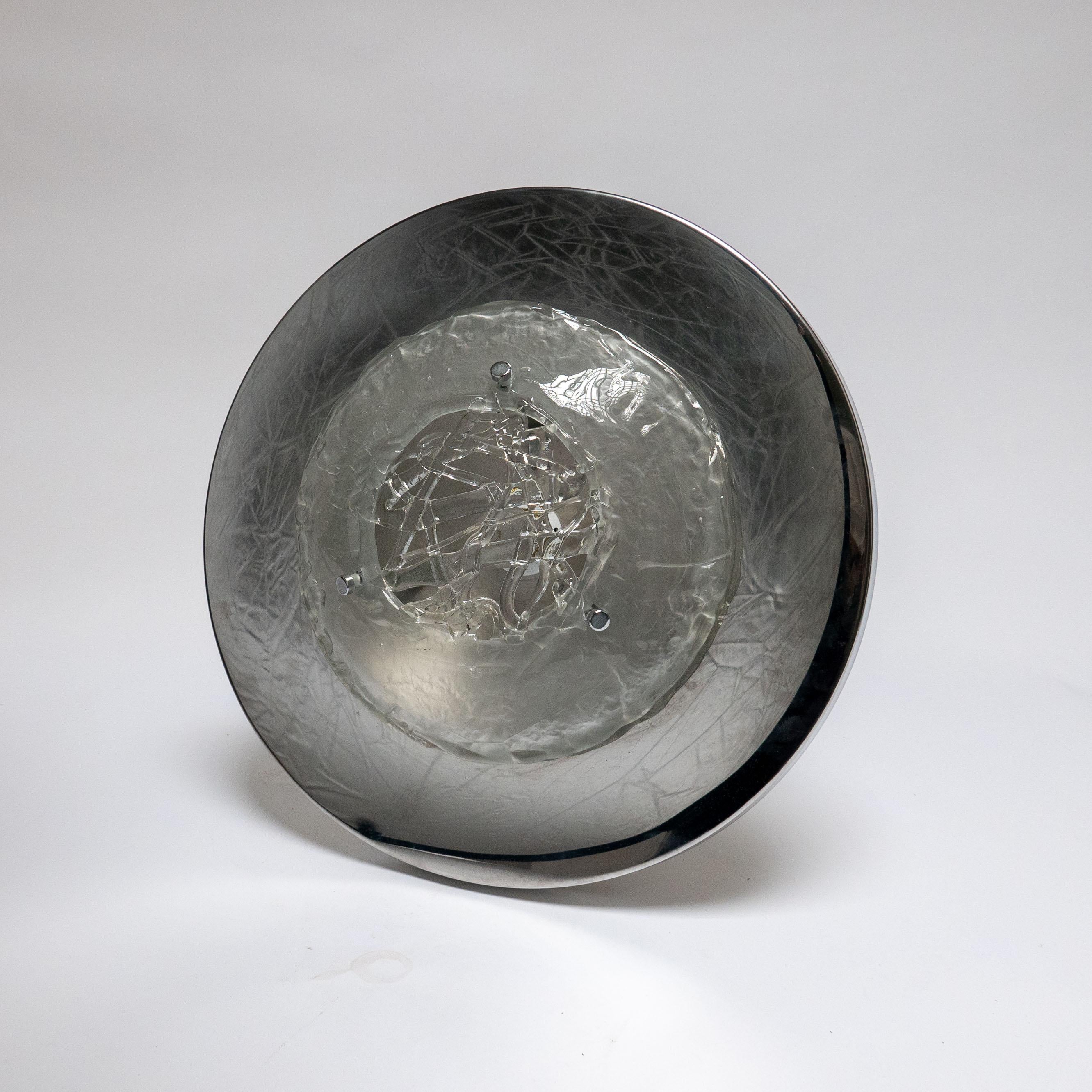 Seltene italienische skulpturale Vintage-Wandleuchte aus Chrom und Glas, Sammlerstück-Design (Space Age) im Angebot