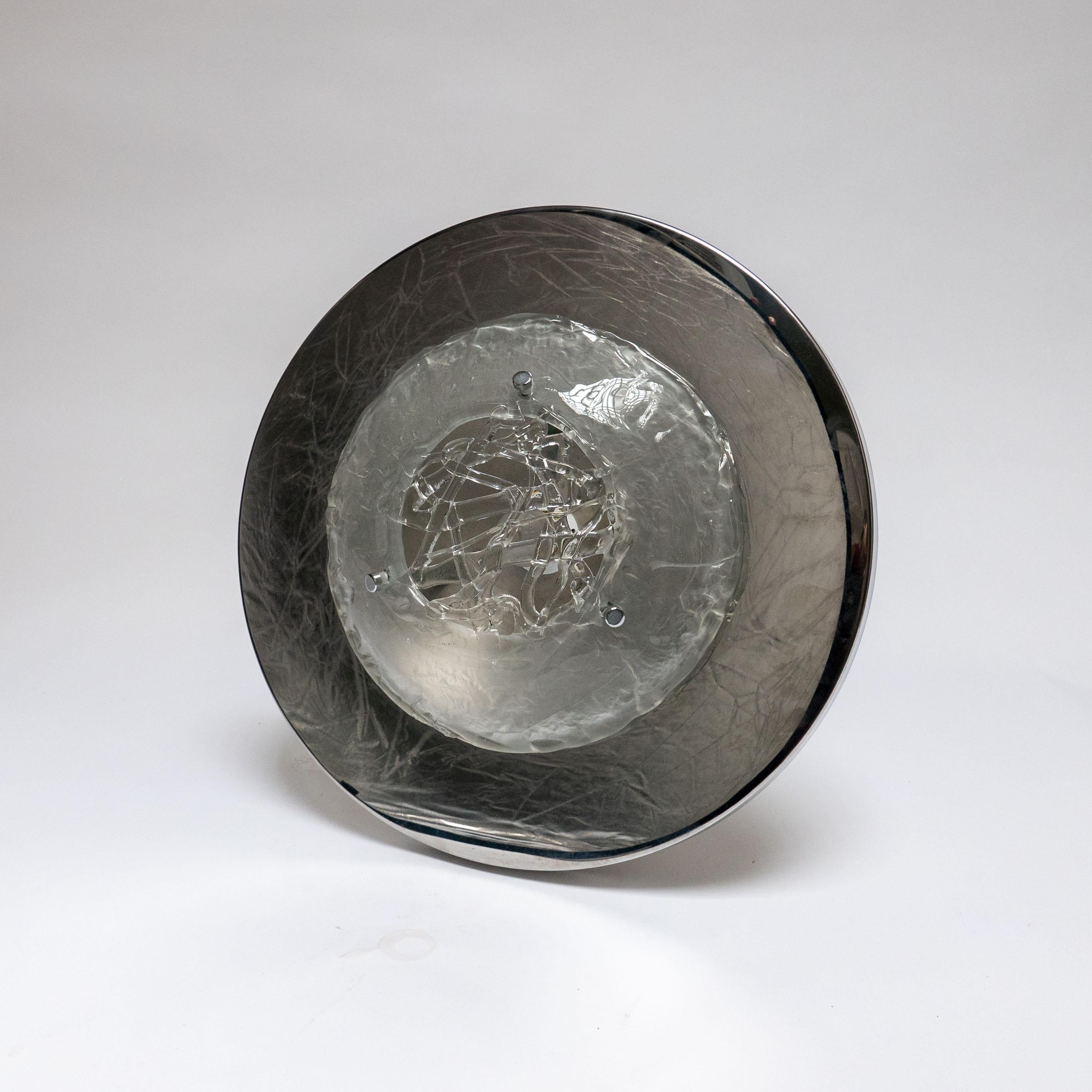 Seltene italienische skulpturale Vintage-Wandleuchte aus Chrom und Glas, Sammlerstück-Design (Italienisch) im Angebot