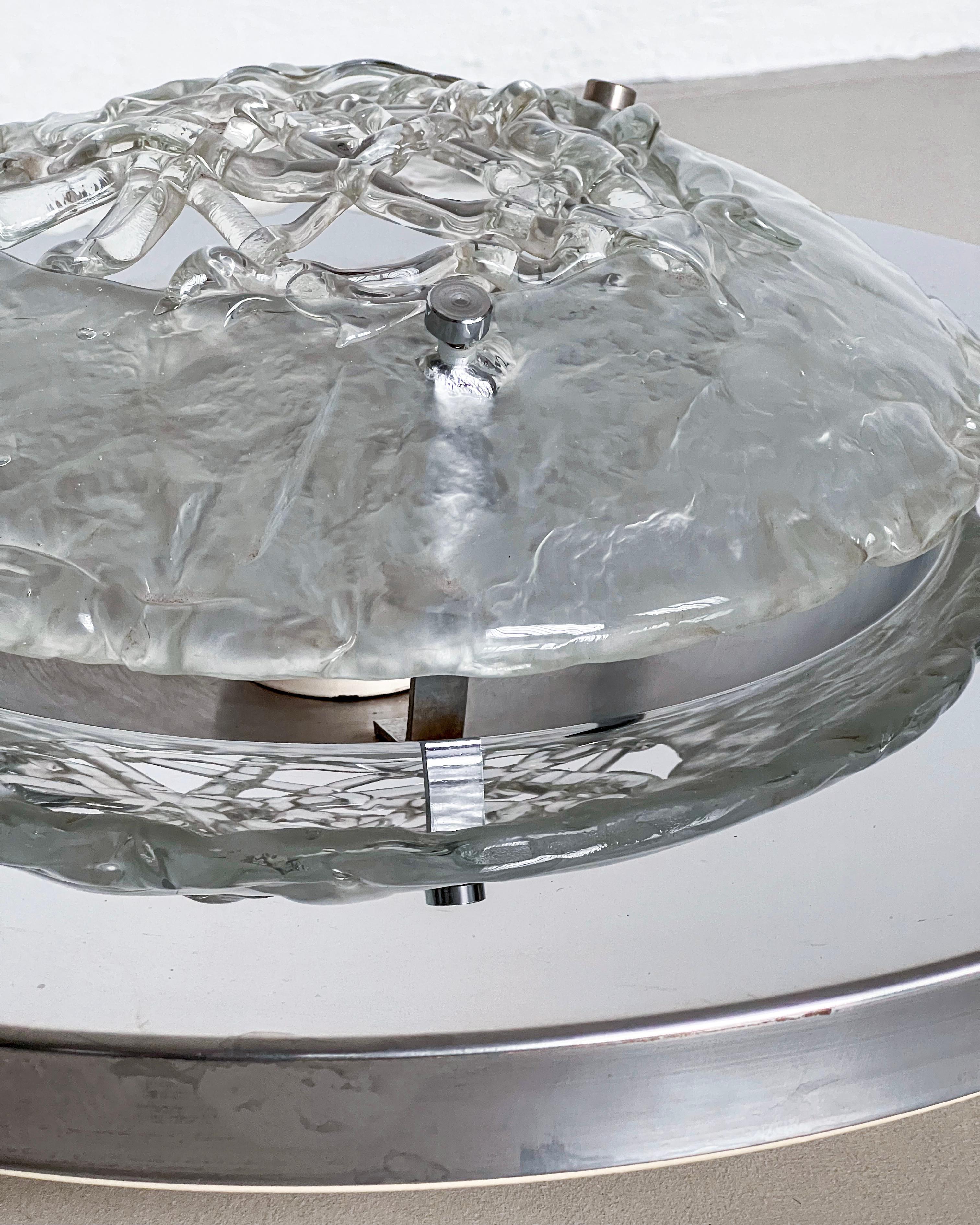 Mid-20th Century Rare Vintage Italian Chrome and Glass Sculptural Wall Lamp, Collectible Design For Sale
