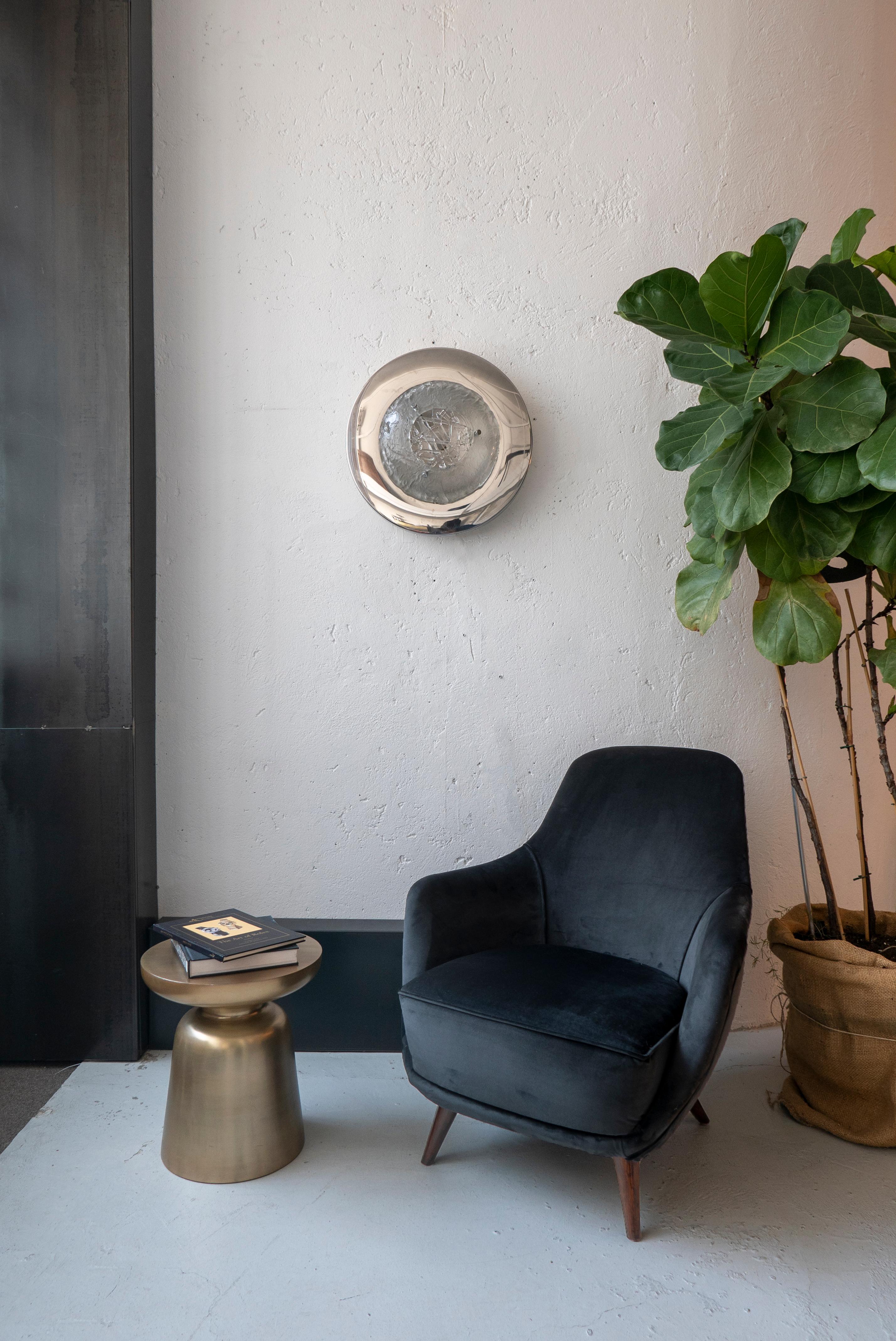 Seltene italienische skulpturale Vintage-Wandleuchte aus Chrom und Glas, Sammlerstück-Design (Metall) im Angebot