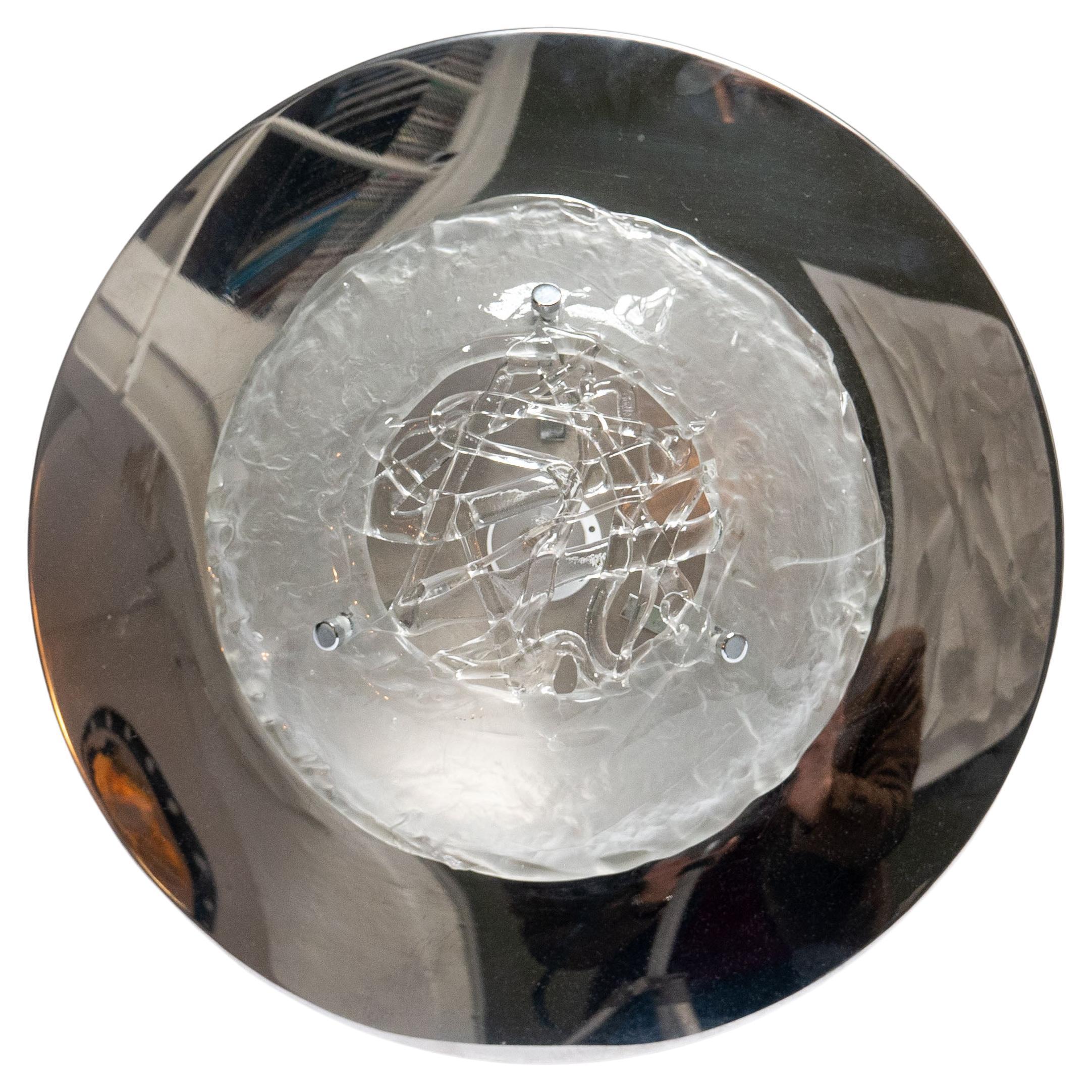 Seltene italienische skulpturale Vintage-Wandleuchte aus Chrom und Glas, Sammlerstück-Design im Angebot