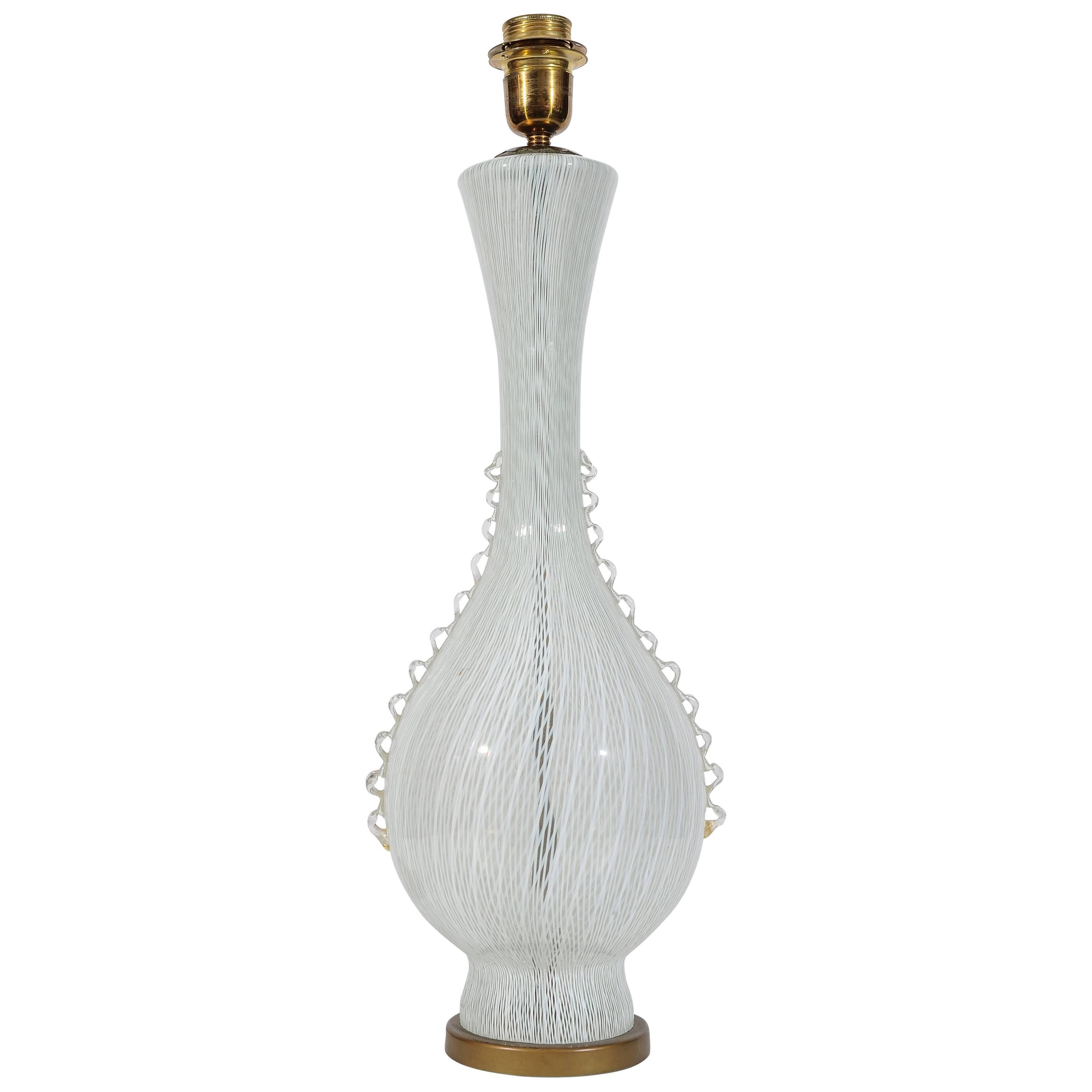 Rare Elegant Vintage Italian Glass Table Lamp by Balsamo Stella For Sale