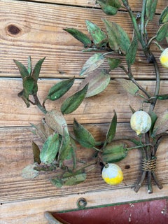 Rare Vintage Italian Tole Lemon Tree Wall Jardiniere With Five-Light Candelabra