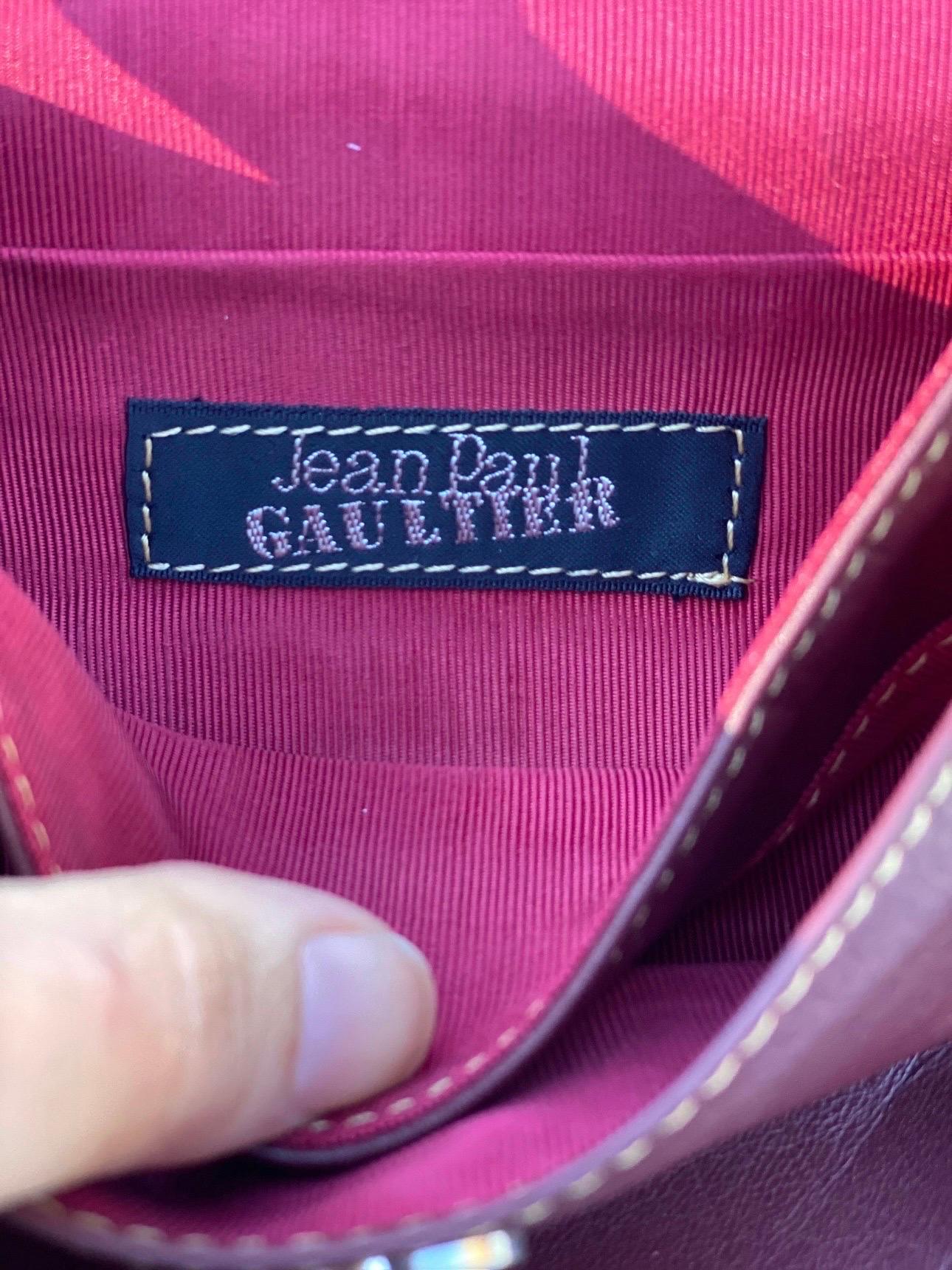 Women's or Men's RARE Vintage Jean Paul Gaultier Burgundy Leather Waist Belt Bum Bag Fanny Pack  For Sale