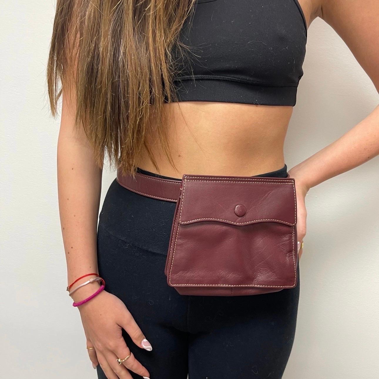 RARE Vintage Jean Paul Gaultier Burgundy Leather Waist Belt Bum Bag Fanny Pack  For Sale 2