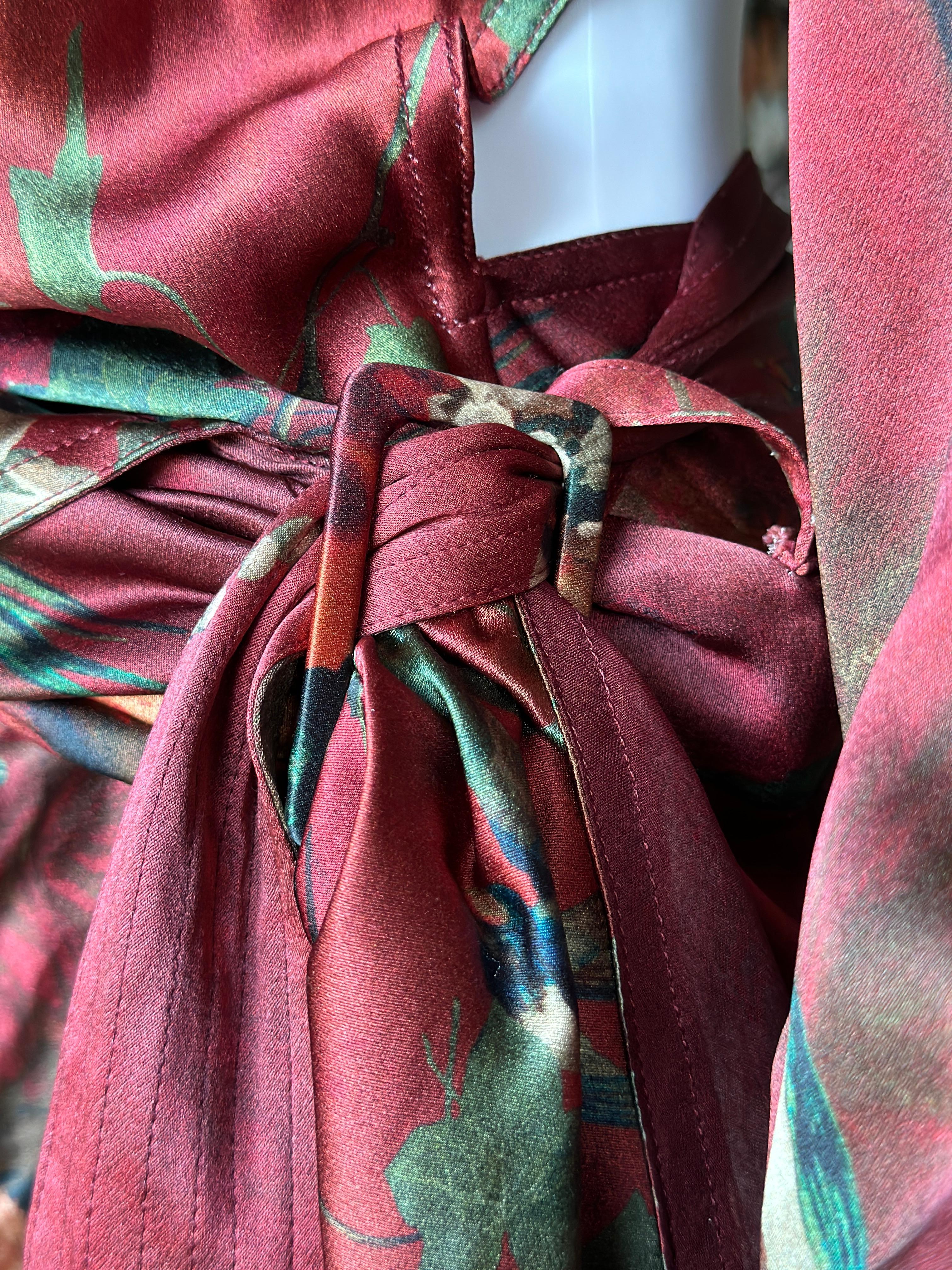 Rare Vintage Jean Paul Gaultier burgundy silk long sleeves midi dress  1