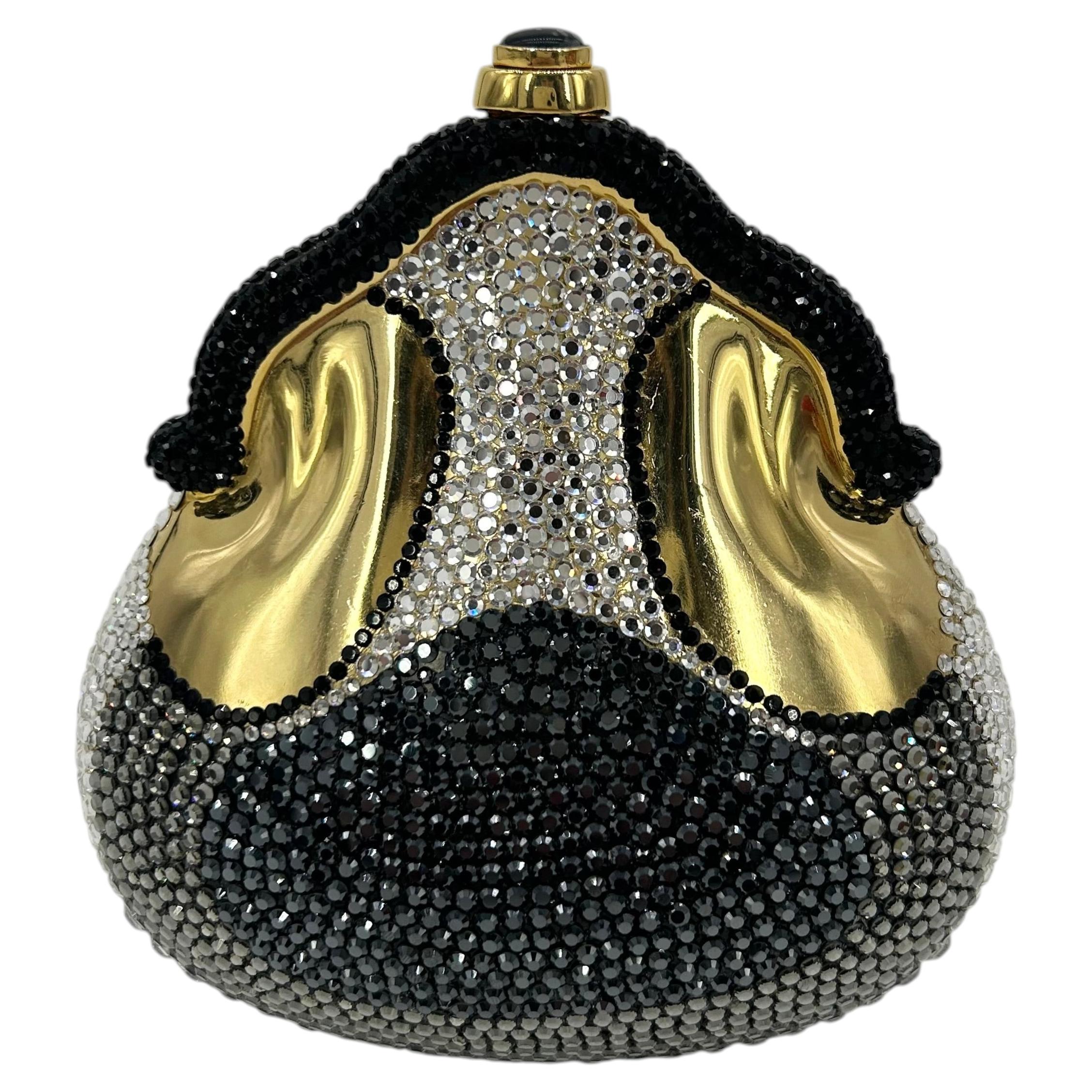 Pre-owned Judith Leiber Rare  Swarovski Crystal Chatelaine Minaudiere Production Sample In Black