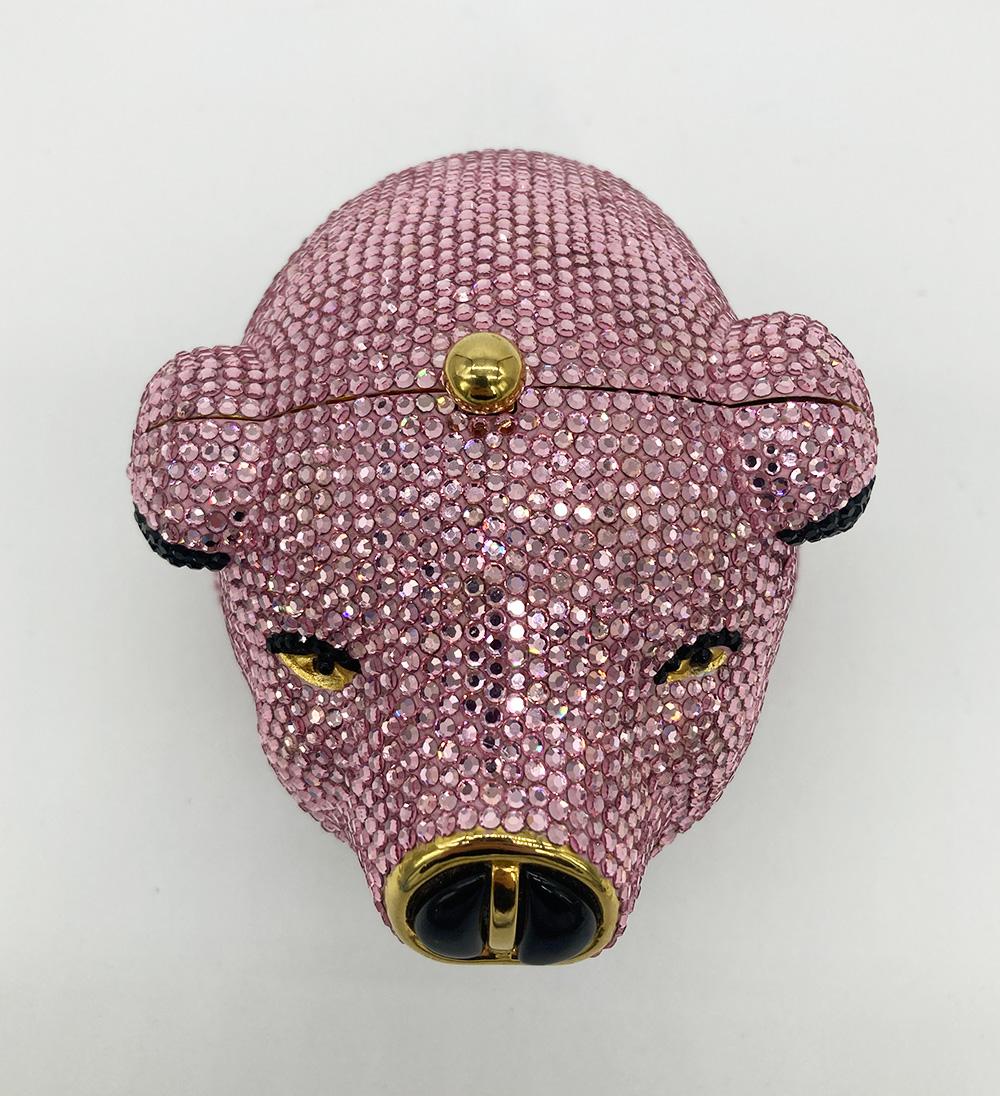 Women's Judith Leiber Pink Crystal Pig Minaudiere RARE