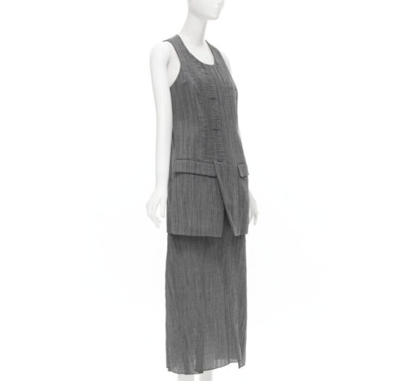 Grigio raro vintage JUNYA WATANabe 1992 gilet grigio increspato e decostruito