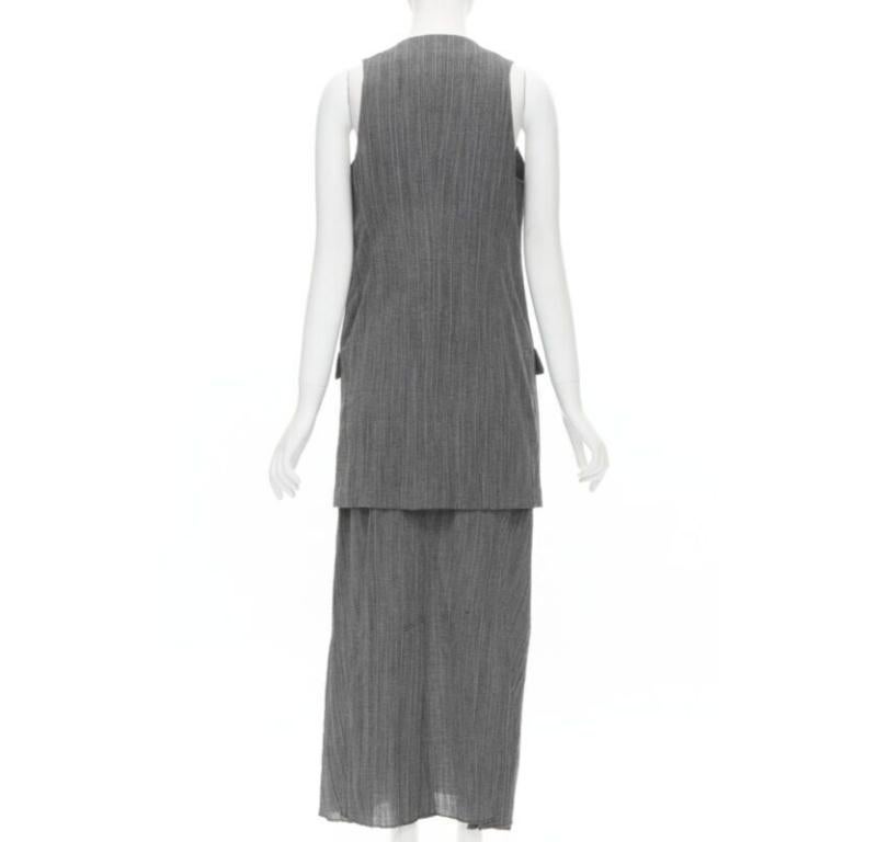 Donna raro vintage JUNYA WATANabe 1992 gilet grigio increspato e decostruito
