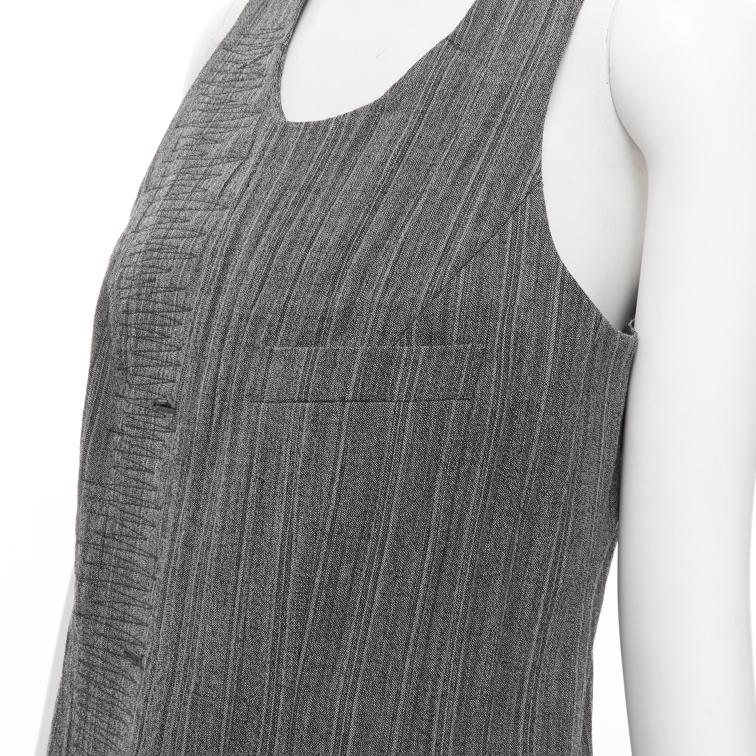 rare vintage JUNYA WATANABE 1992 grey crinkled deconstructed pullover vest en vente 1