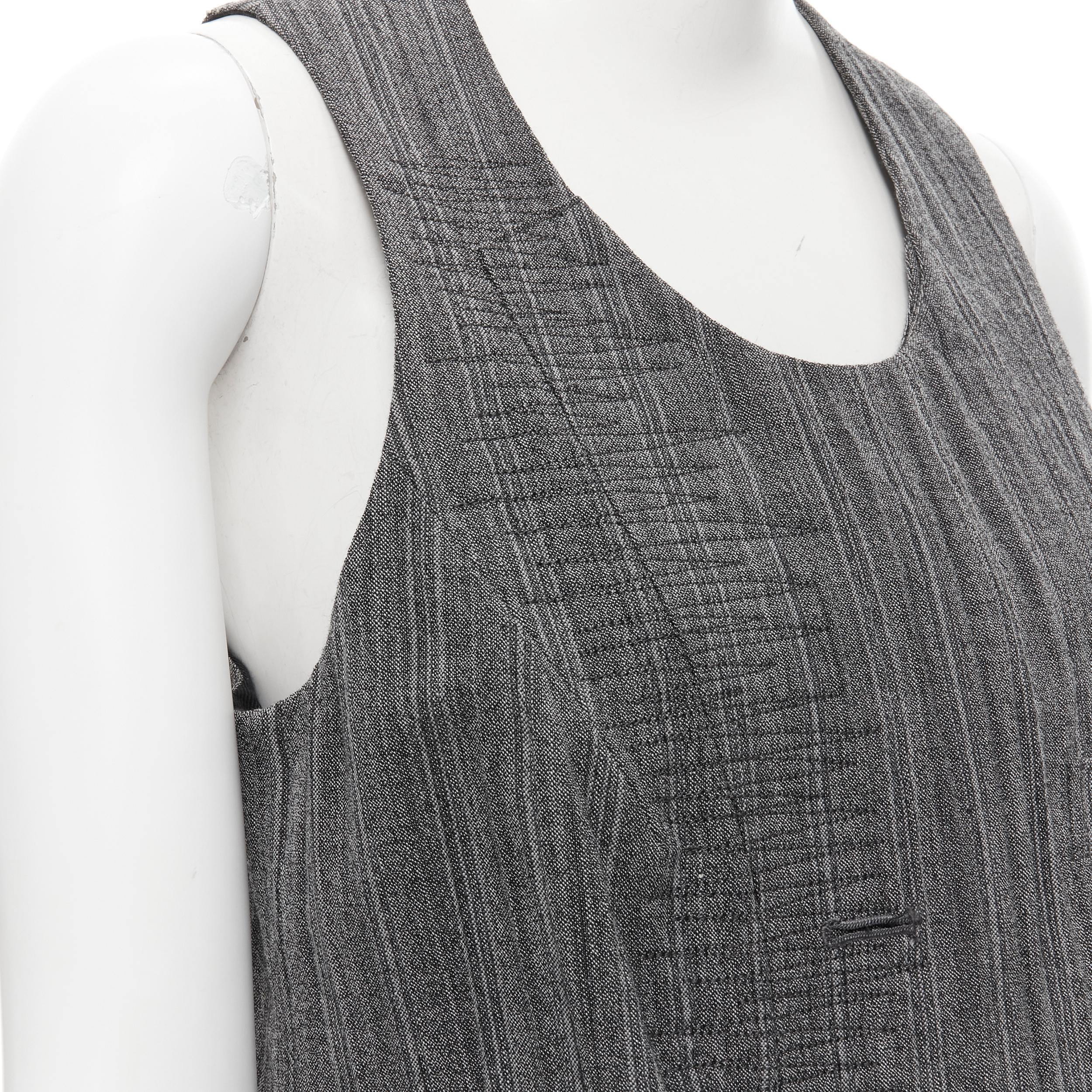 rare vintage JUNYA WATANABE 1992 grey crinkled deconstructed pullover vest en vente 2