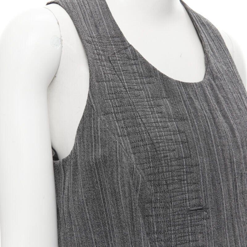 raro vintage JUNYA WATANabe 1992 gilet grigio increspato e decostruito 2