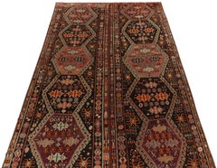 Rare Vintage Kilim Rug in Brown, Orange, Tribal Geometric Pattern by Rug & Kilim