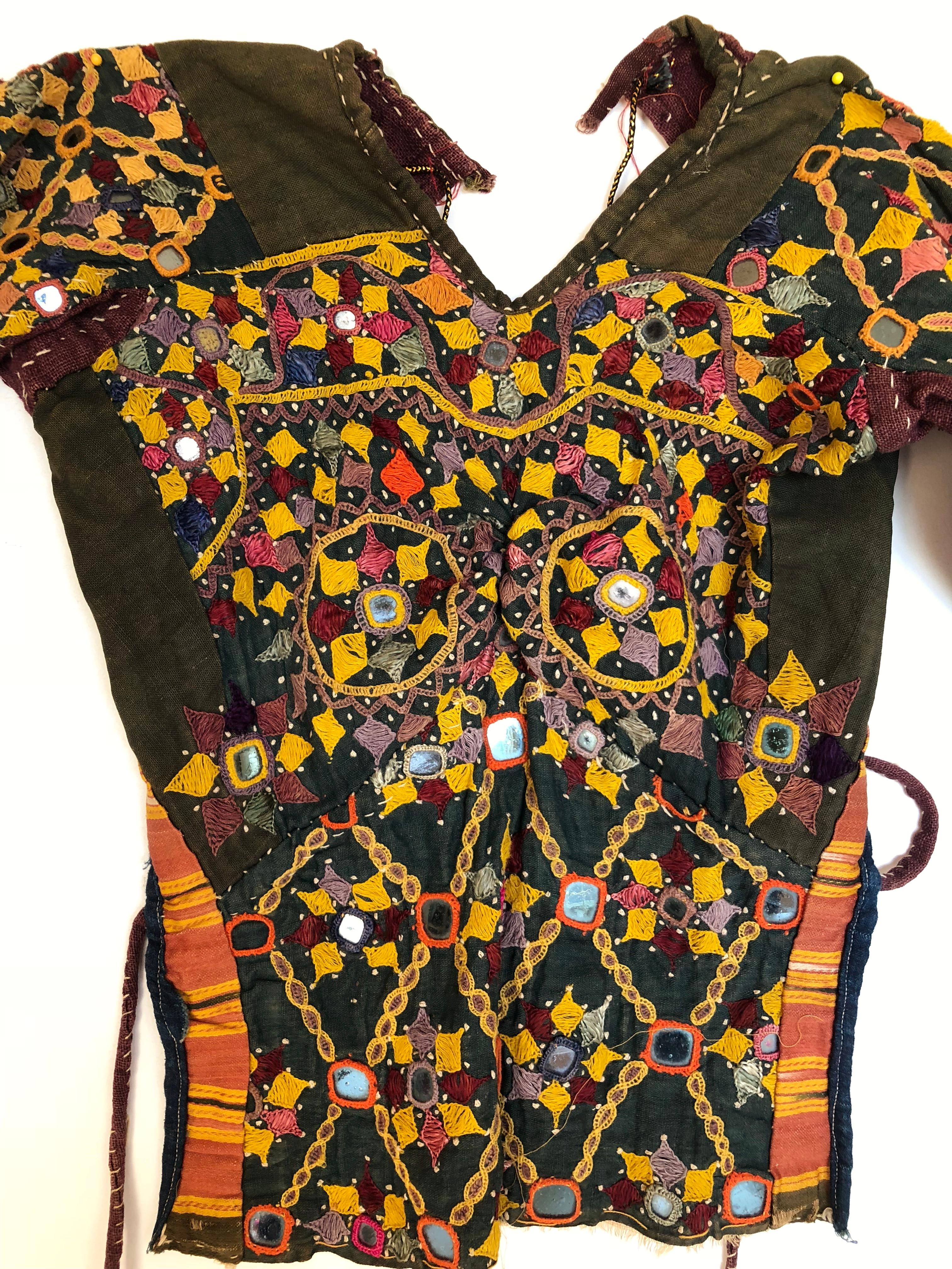 Indian Rare Vintage Kutch Tribal Choli, Blouse with Hand Embroidery and Mirrors, India For Sale