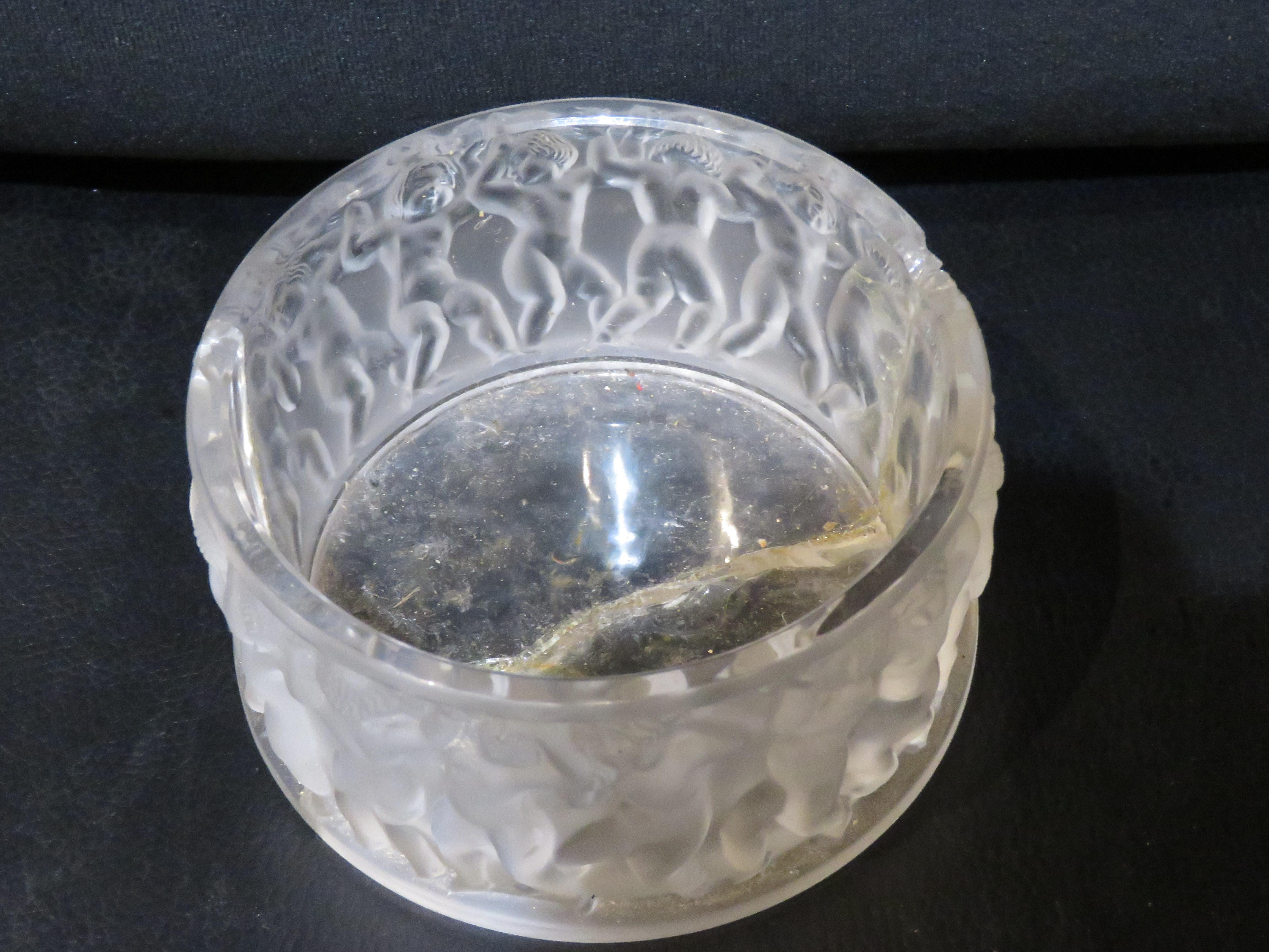 Francese Rara scultura vintage Lalique France Children Enfants Cherub Bowl in vendita