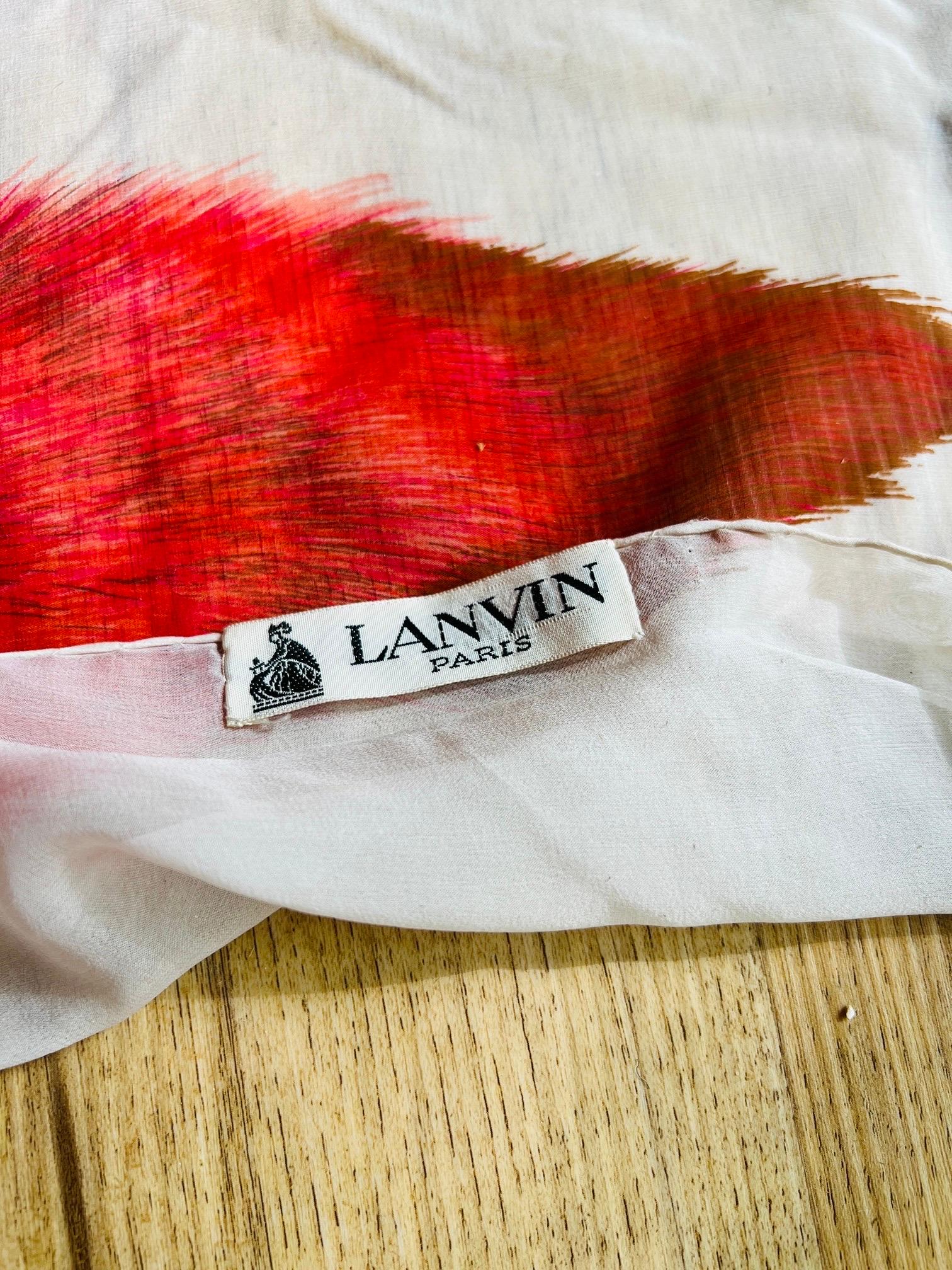 Rare Vintage Lanvin Paris Red Fox / Ferret Silk Scarf For Sale 1