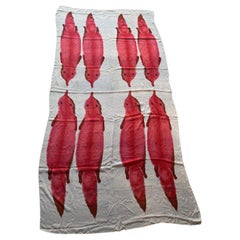 RARE Écharpe vintage Lanvin Paris en soie rouge renard/ferret 90 X 45