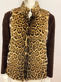 Rare vintage léopard fur and Brown Suède leather jacket