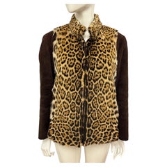 Rare vintage léopard fur and Brown Suède leather jacket