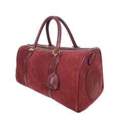 Rare Vintage Les Must De Cartier Suede Leather Boston Travel Handbag