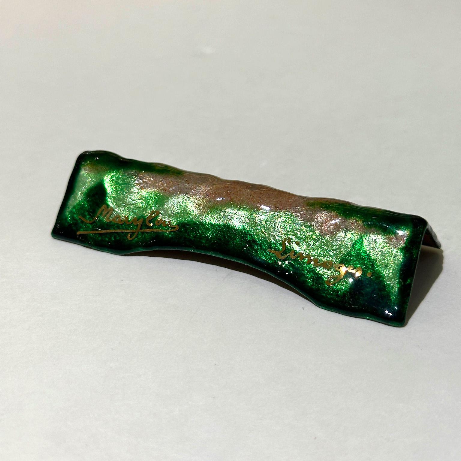 Embossed Rare vintage limoges enamel knife rest Set by Marylou 1950s French Art Deco For Sale