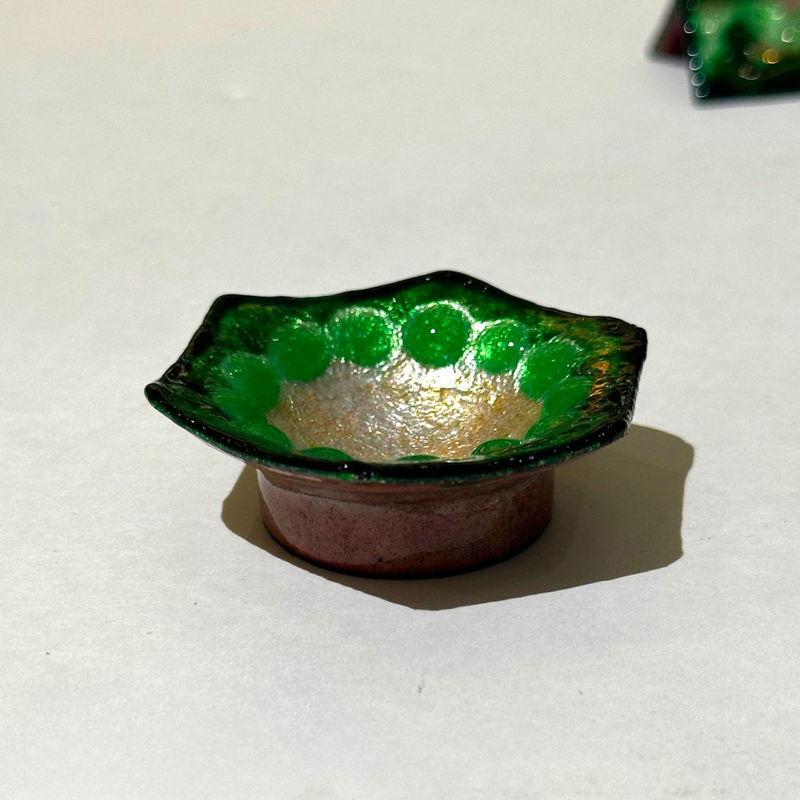 20th Century Rare vintage limoges enamel knife rest Set by Marylou 1950s French Art Deco For Sale