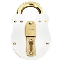 Rare Vintage Loewe 2007 White Resin and Gold Padlock Bag Charm