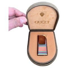 Rare Vintage Luxury Gucci lighter Florence Italia Circa 80 Original Suede Case