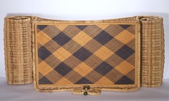 Rare Vintage Mackenzie-Childs Wicker Rattan Breakfast Bed Tray With Bell