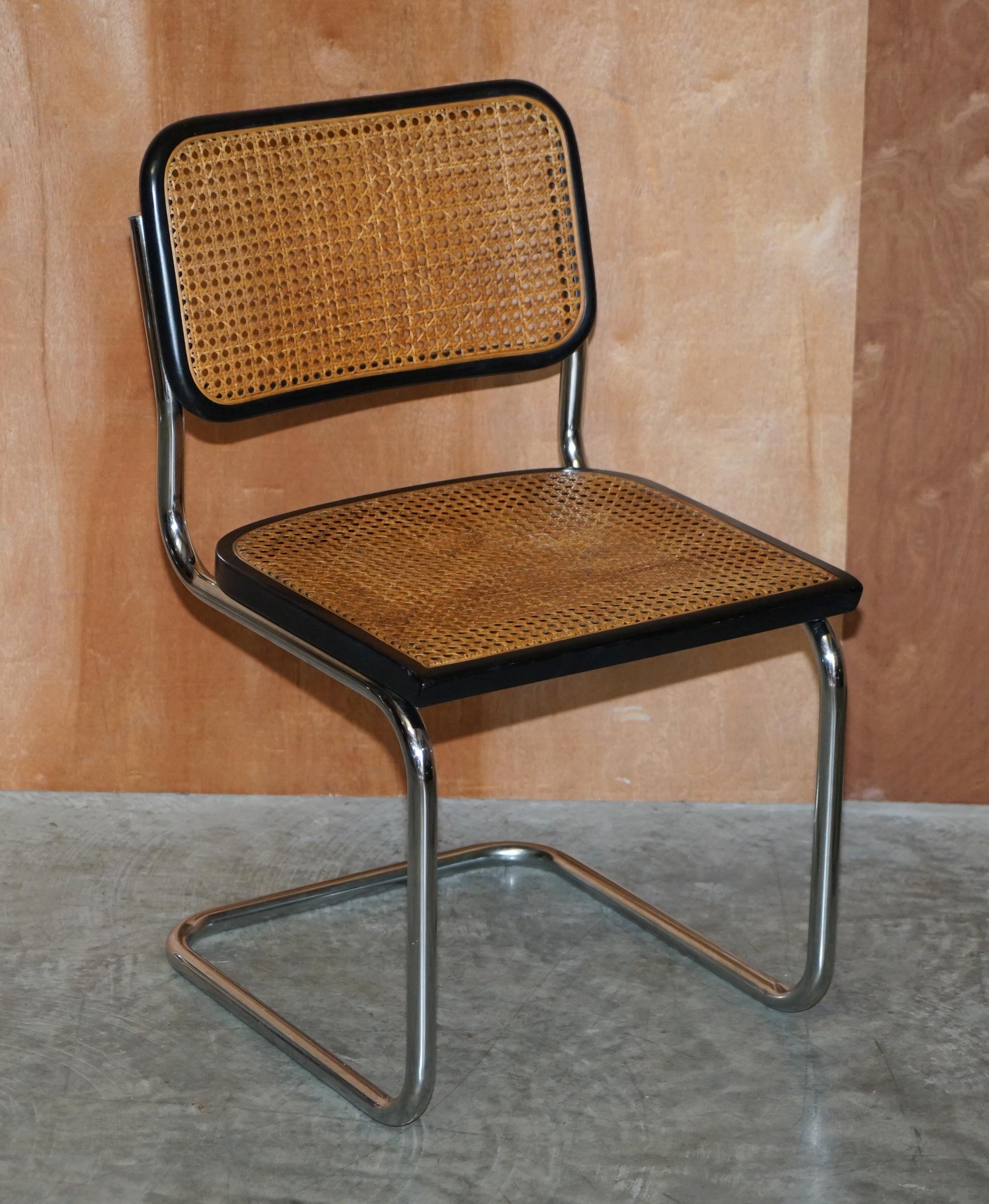 20th Century Rare Vintage Made in Italy Marcel Breuer Cesca Five Dining Chairs & Table Glass