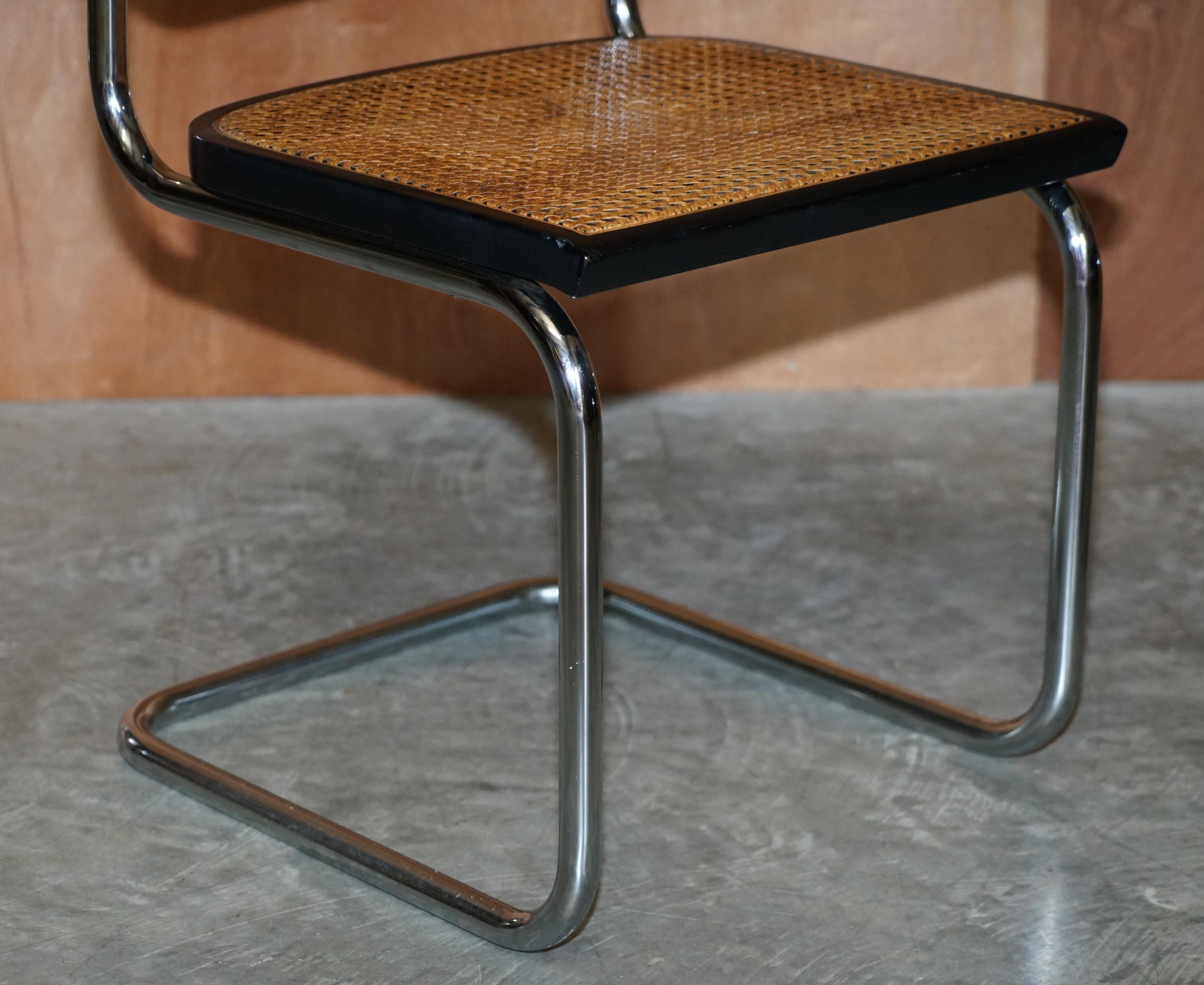 Rare Vintage Made in Italy Marcel Breuer Cesca Five Dining Chairs & Table Glass 5