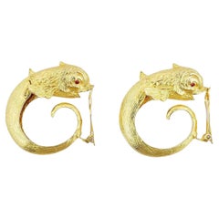 Seltene Vintage Maison De Fou Delphin Couture Ohrringe mit Delphin