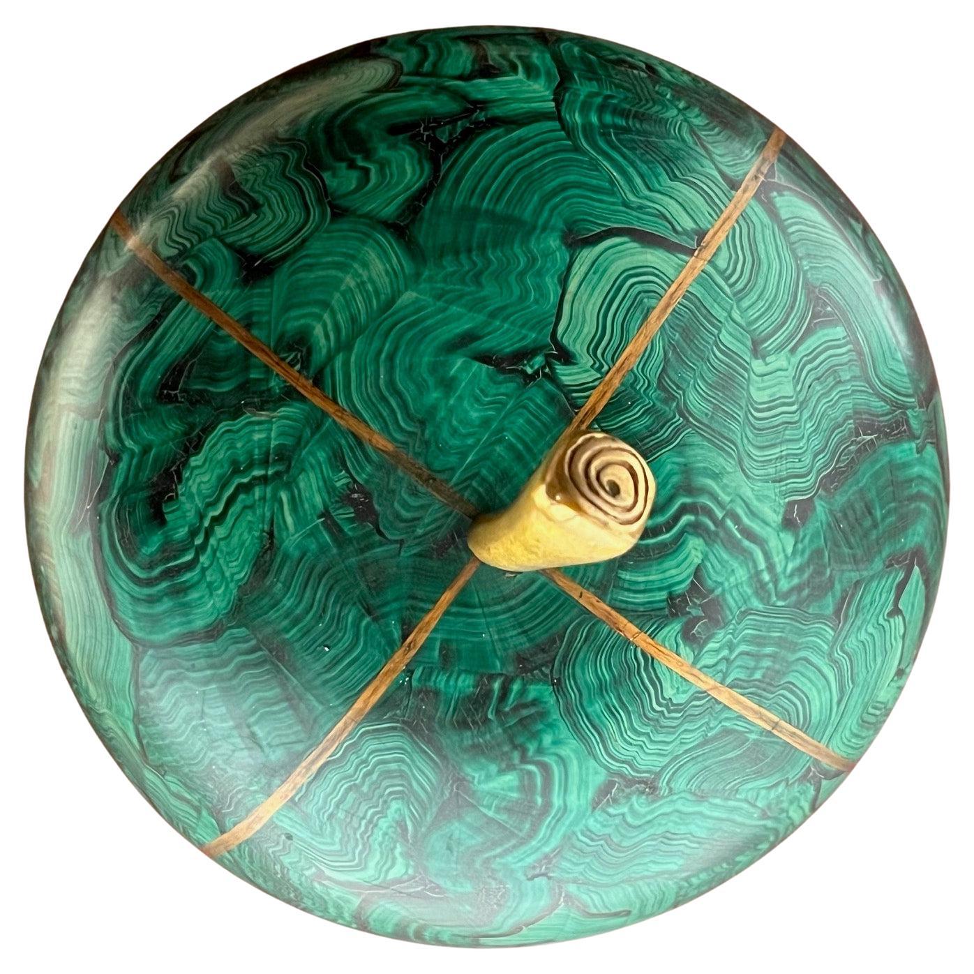 Rare Vintage Maitland Smith Faux Malachite Treasure Box in the Form of an Apple For Sale