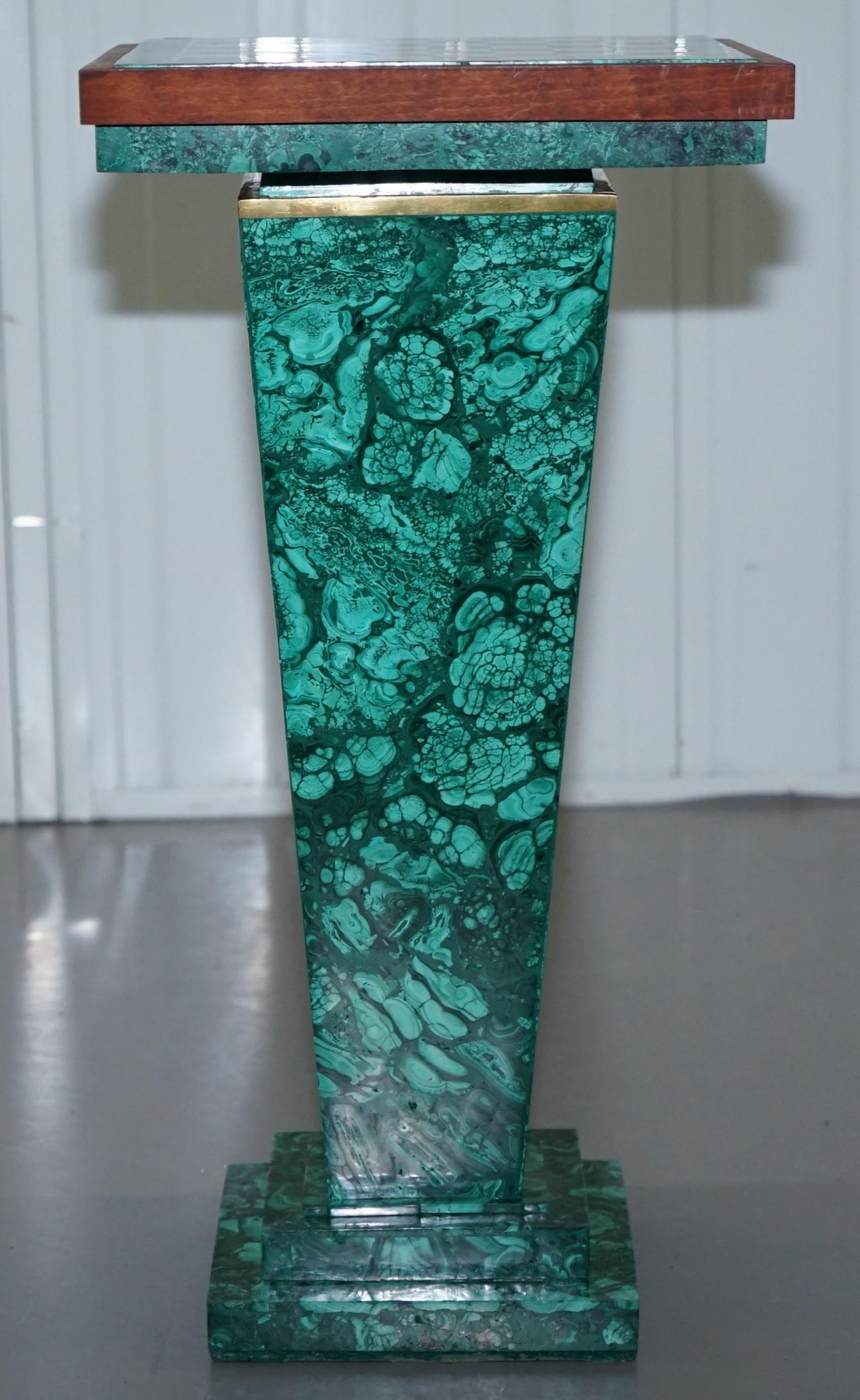 Rare Vintage Malachite Pedestal Chess Set After Alfredo Ravasco Storage Inside 3