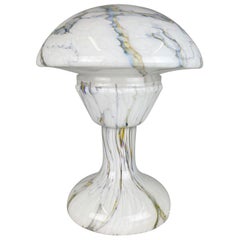 Rare Antique Marbled Glass, Mushroom Table Lamp, 1930's