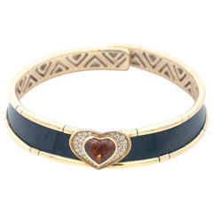 Rara Marina B Gold d'epoca.  Collana Chocker con diamanti e lacche