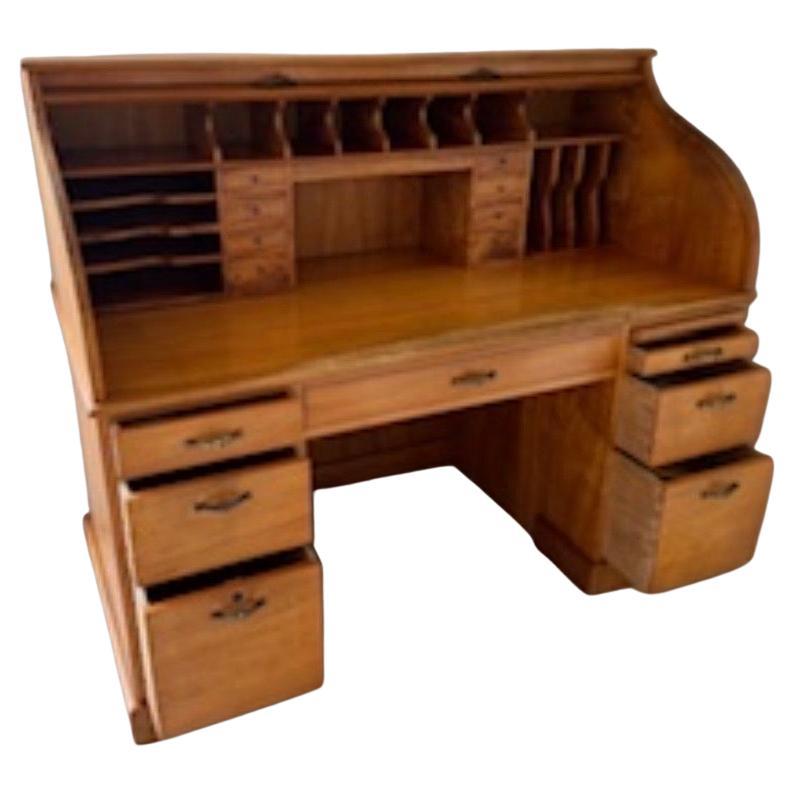 Rare find, vintage Post-Modern Martin & MacArthur Koa Wood Executive Rolltop Desk. Manufactured in Hawaii in the early 1980's by Martin & MacArthur this beautiful piece is in good vintage condition with very little use over the years. Handcrafted