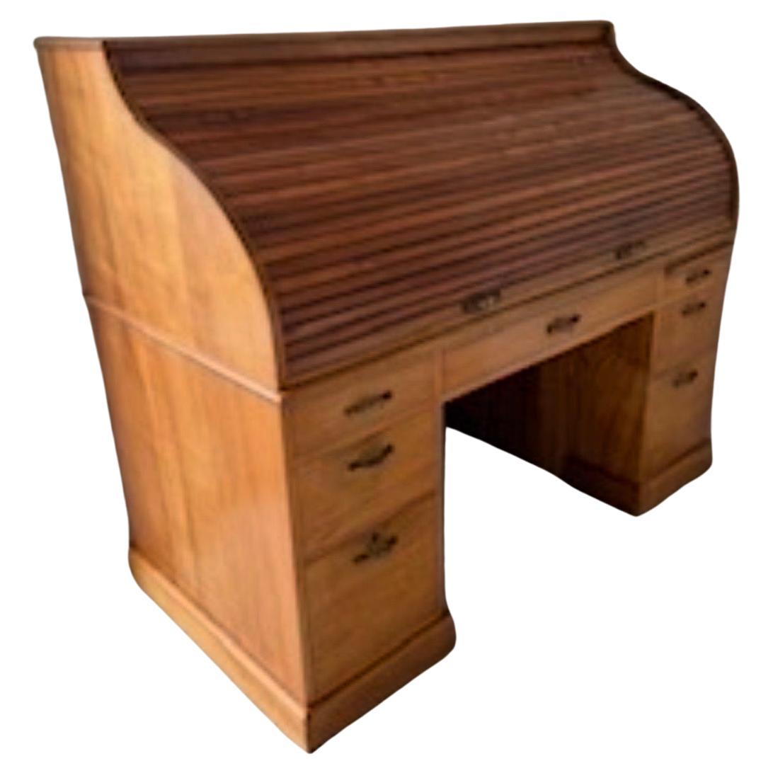 American Rare, Vintage Martin & MacArthur Koa Wood Executive Rolltop Desk For Sale