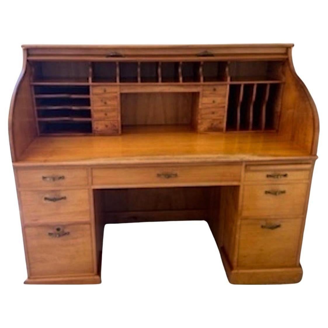 Rare, Vintage Martin & MacArthur Koa Wood Executive Rolltop Desk For Sale