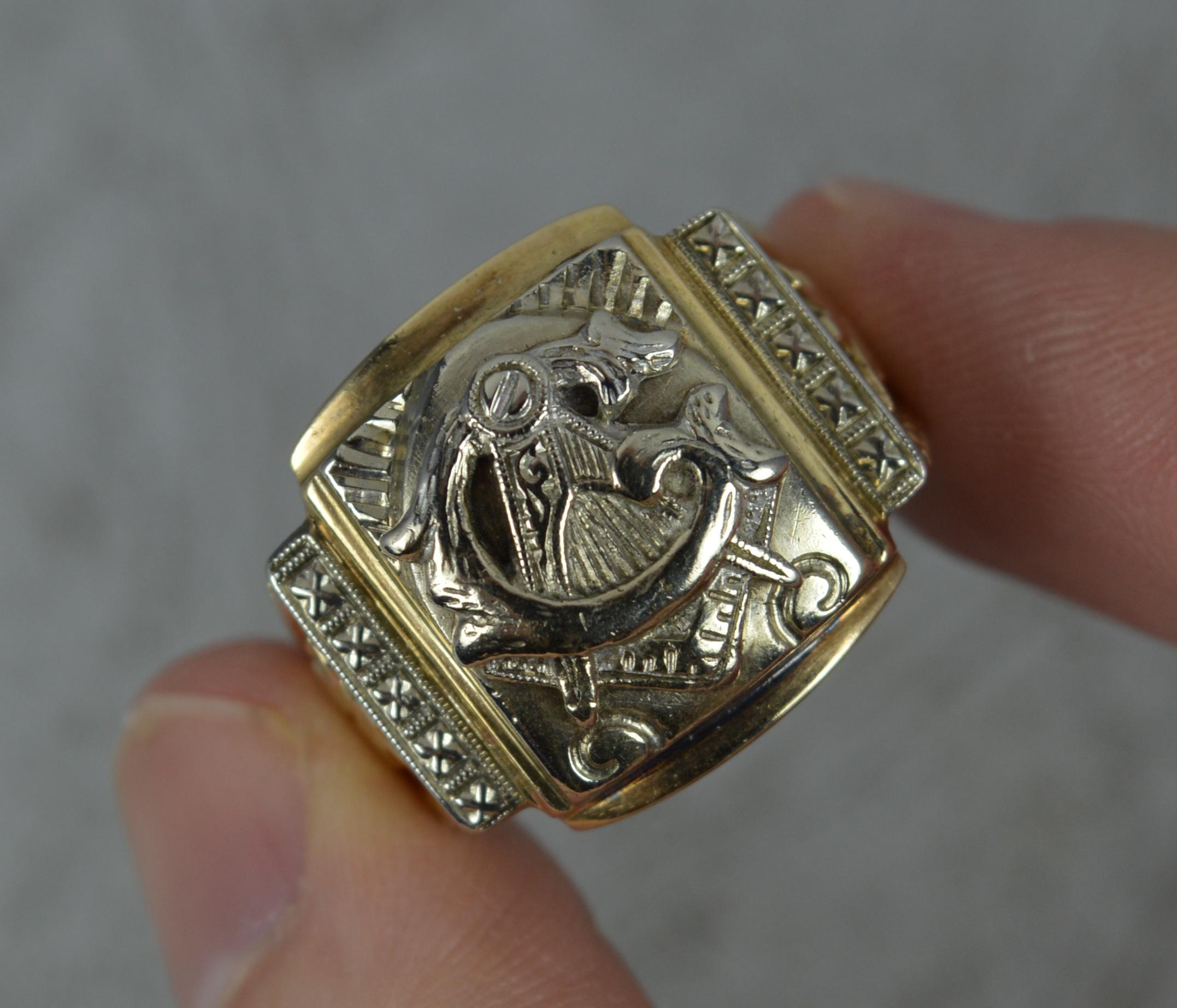 Rare Vintage Masonic 10ct Gold Signet Ring 2