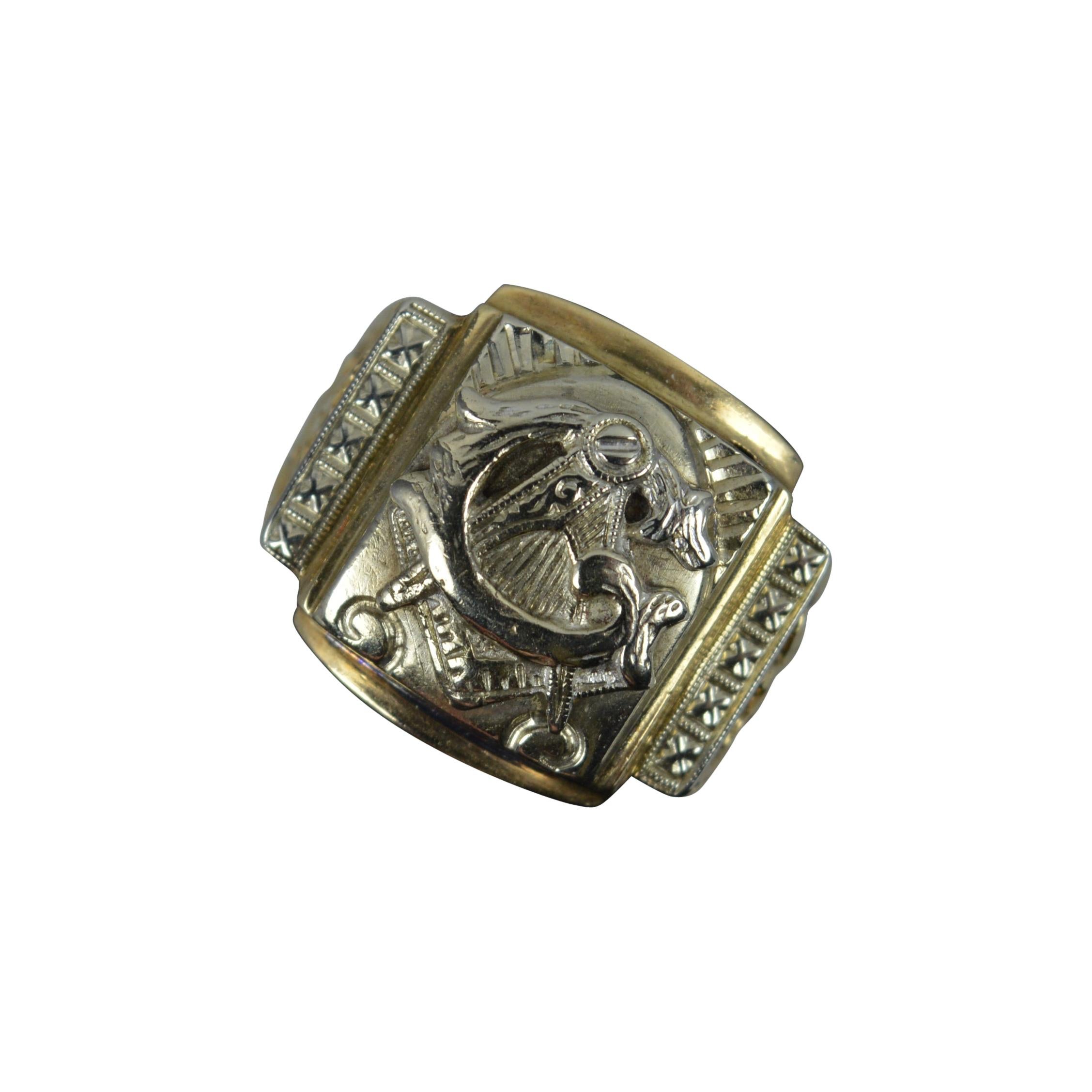 Rare Vintage Masonic 10ct Gold Signet Ring