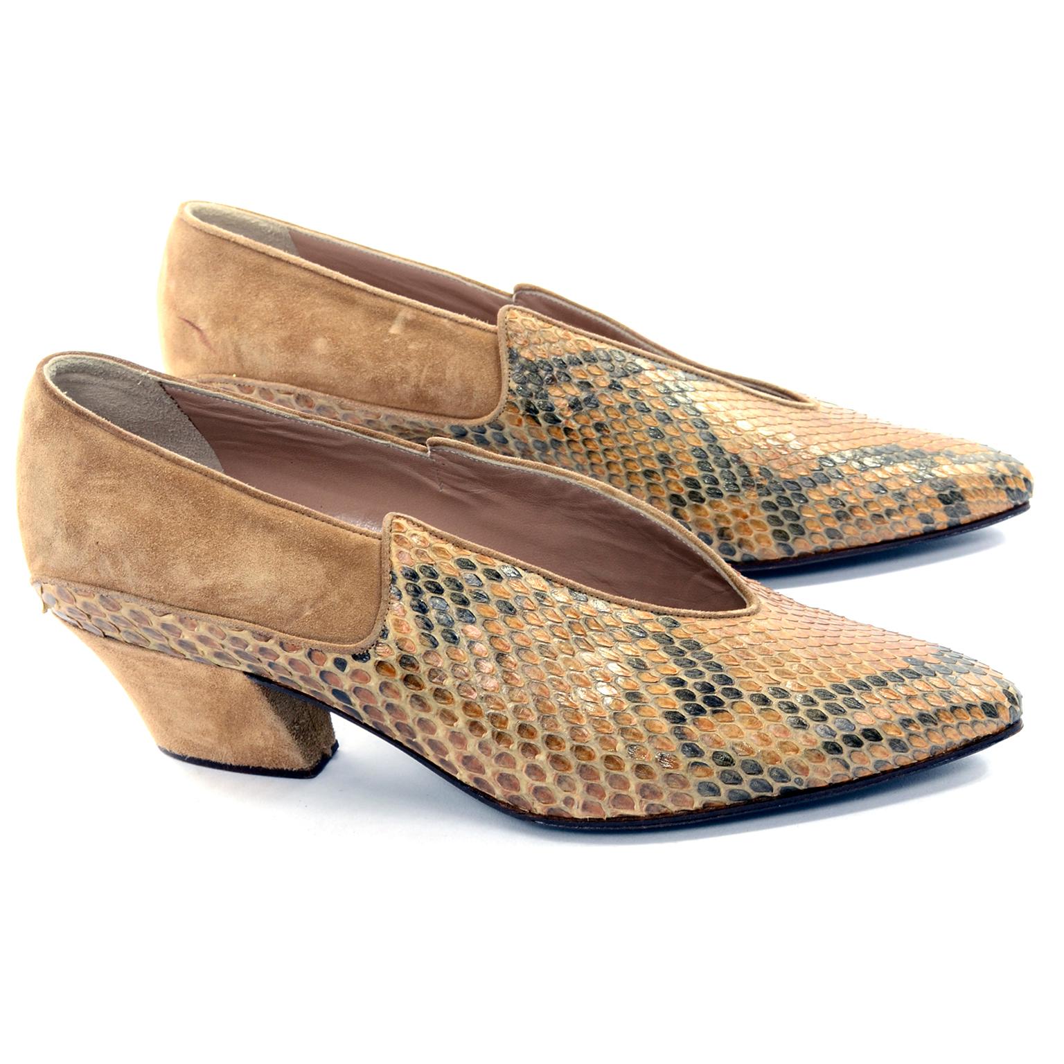Brown Rare Vintage Maud Frizon Snakeskin Shoes Size 37